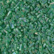 Miyuki quarter tila 5x1.2mm beads - Matted transparent green ab QTL-146FR